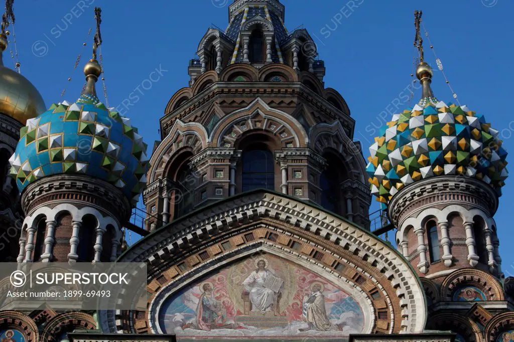 Church of the Saviour on Spilled Blood or Church of Resurrection. Facade Mosaic.