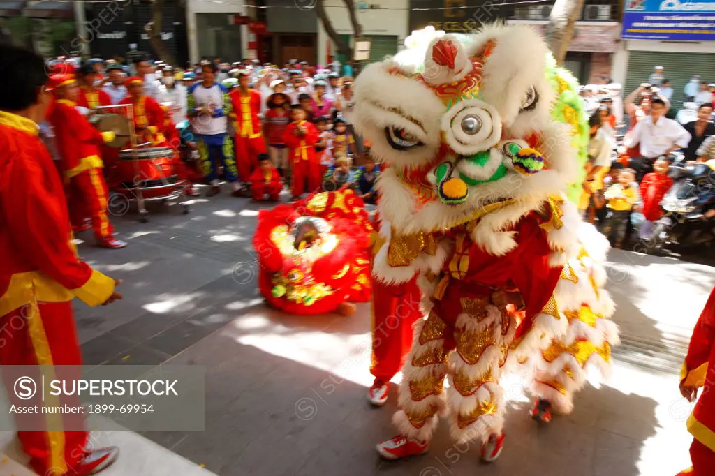 Chinese New Year. Lion dance performers.