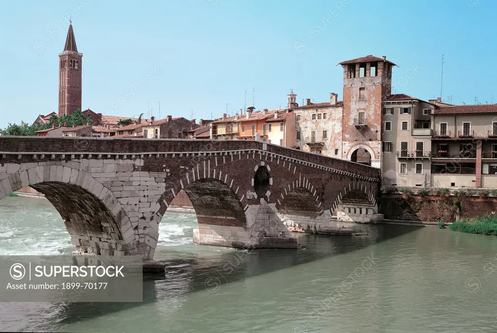 Gateway to Ponte Pietra - Verona, 1st Century, building materials from the Roman,