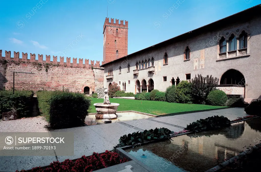 Castelvecchio yard- as designed by the architect Carlo Scarpa, by Scarpa Carlo, 14th Century, 1354-1356,