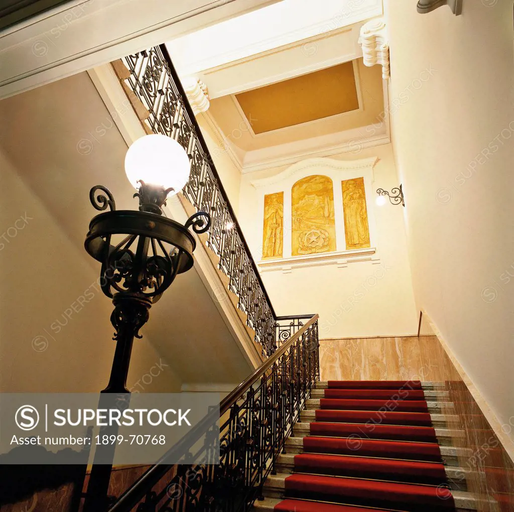 Italy, Friuli-Venezia Giulia, Gorizia. Detail. The grand staircase leading to the apartment of the Prefect.