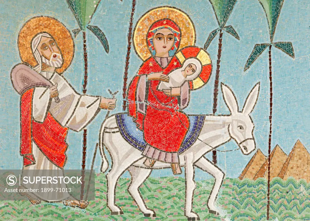 Holy Virgin and Saint John Kamate coptic monastery icon: The holy family