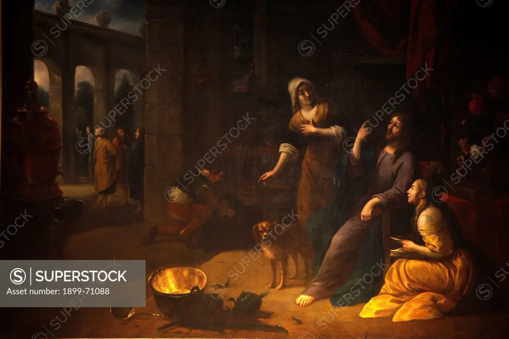 Paris, France Saint Gervais-Saint Protais church Painting depicting Jesus with sisters Mary and Martha