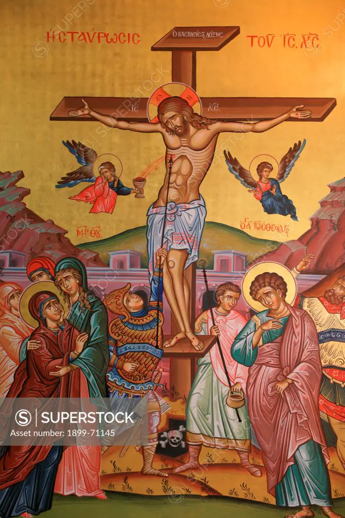 Greek orthodox icon depicting Jesus's crucifixion