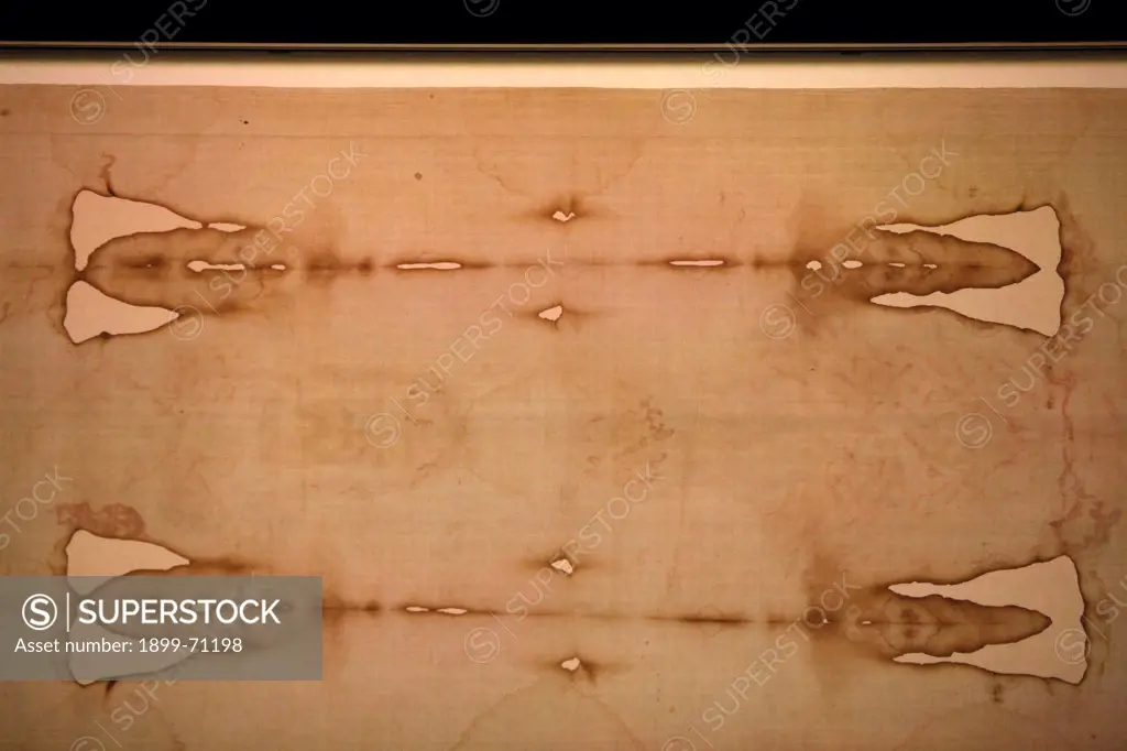 Detail of Shroud of Turin in Duomo (cathedral)