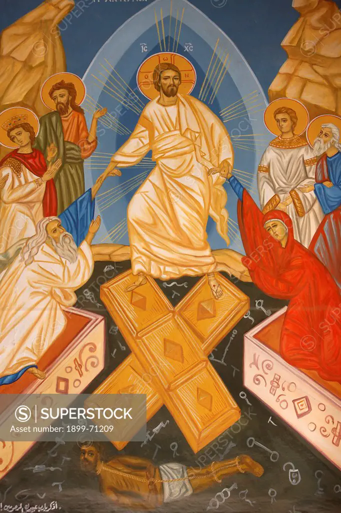 Icon in St George's orthodox church, Madaba, Christ's resurrection