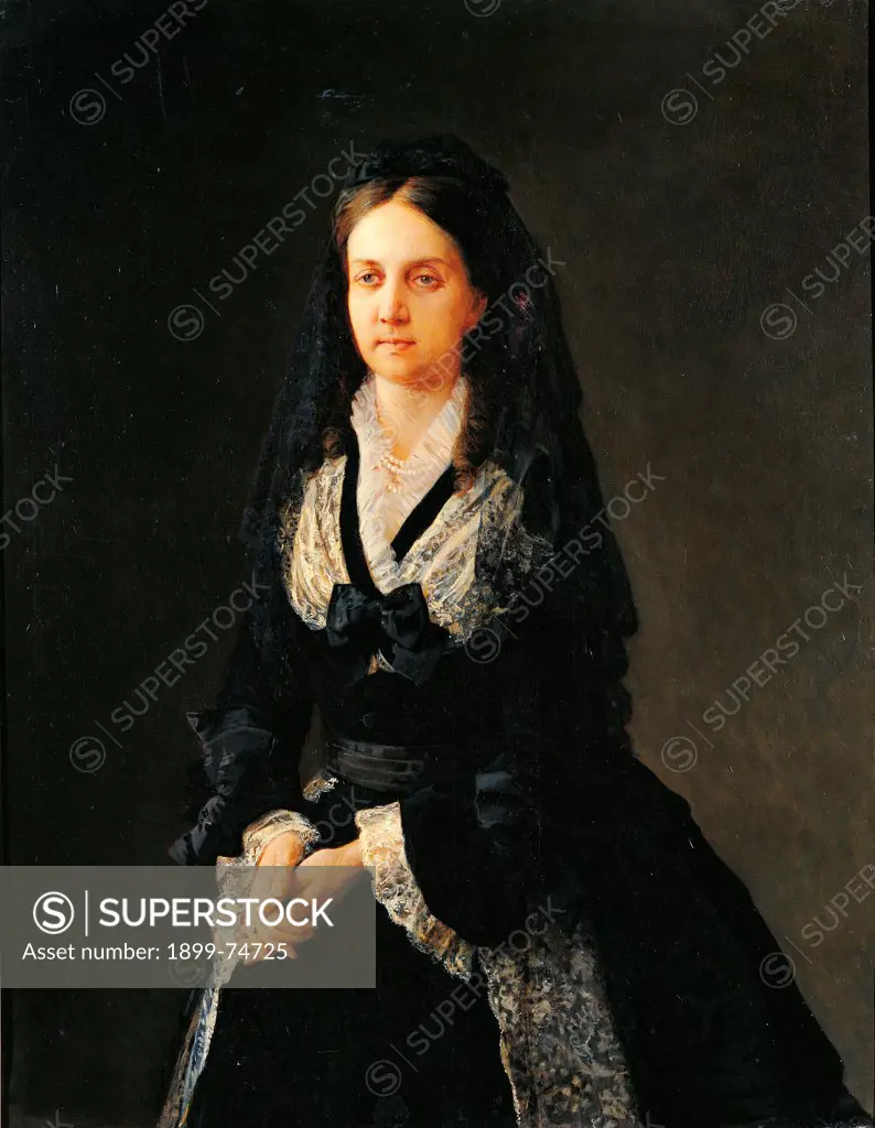 Portrait of Varvara Aleksandrovna Kocubeja, by Ge Nikolaj Nikolaevic, 19th Century, 1874, oil on canvas, cm 115 x 93
