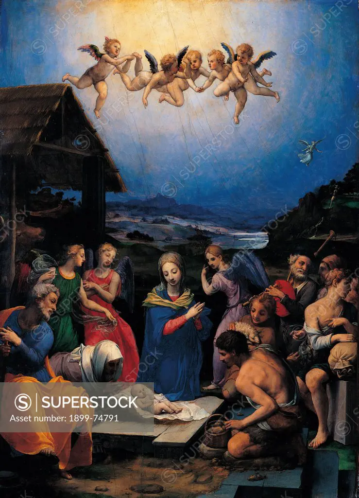 Adoration of the Shepherds, by Allori Angelo (Agnolo) Bronzino, 16th Century, 1535-1540, oil on wood,