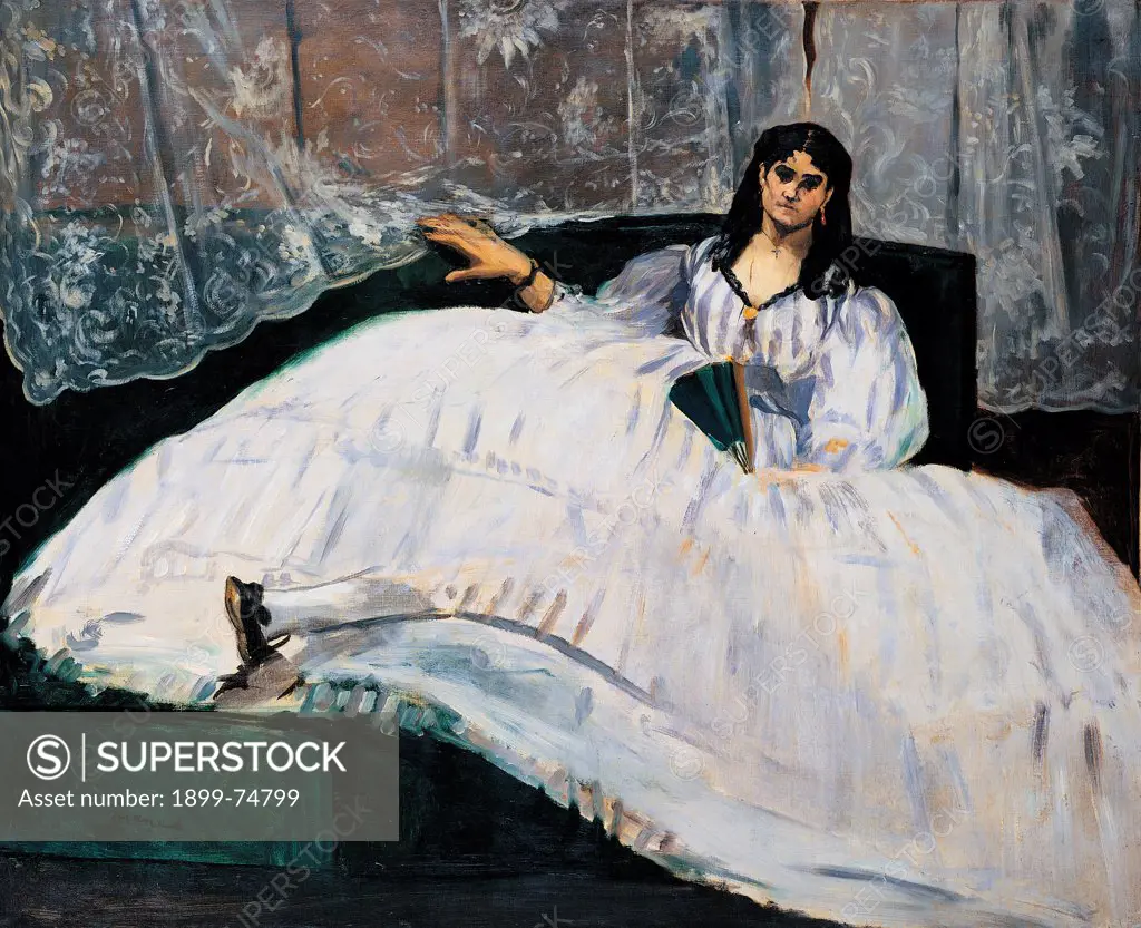 Portrait of Jeanne Duval (Woman with Fan), by Manet Edouard, 19th Century, 1862, oil on canvas, cm 90 x 113