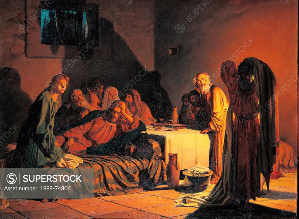 The Last Supper, by Ge Nikolaj Nikolaevic, 19th Century, 1866, oil on canvas, cm 66 x 90
