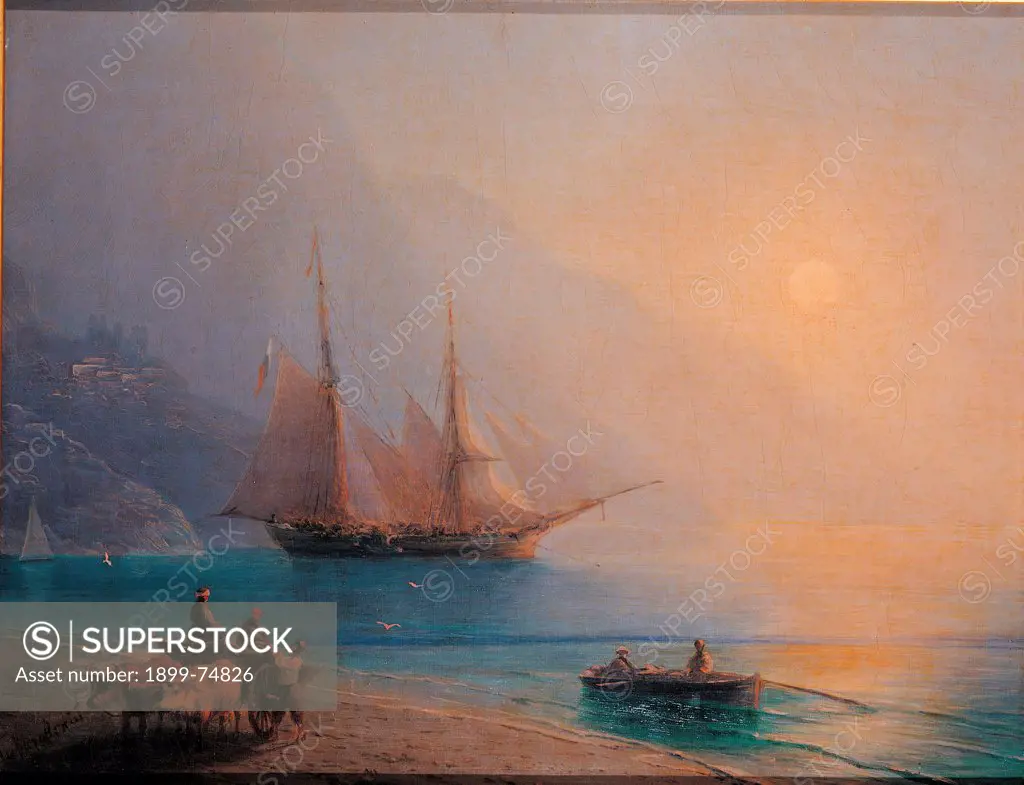 Early Morning on the Sea, by Ajvazovskij Ivan Konstantinovic, 19th Century, 1879, oil on canvas, cm 30 x 40