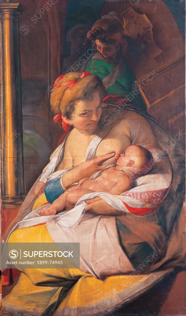 Charity, by Crespi Giovan Battista known as il Cerano, 17th Century, 1610, tempera, cm 240 x 130
