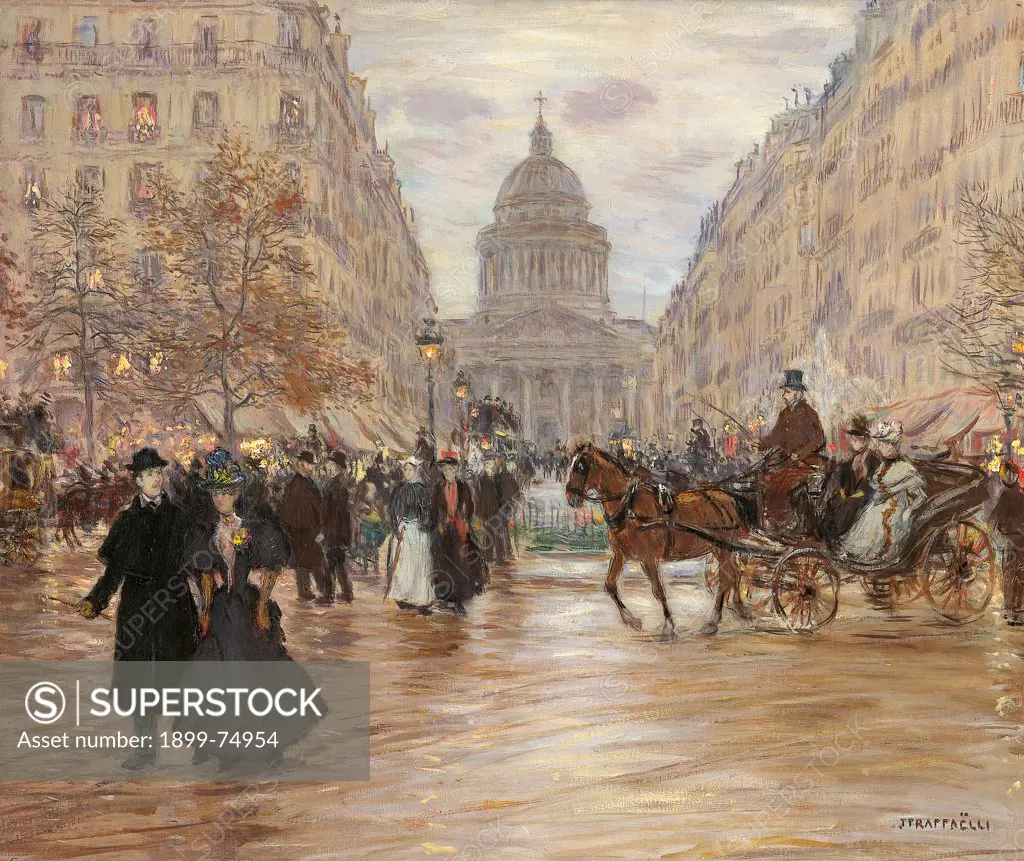 Boulevard Saint-Michel, by Raffaelli Jean-Franois, 19th Century, 1898, oil on canvas, cm 64 x 77