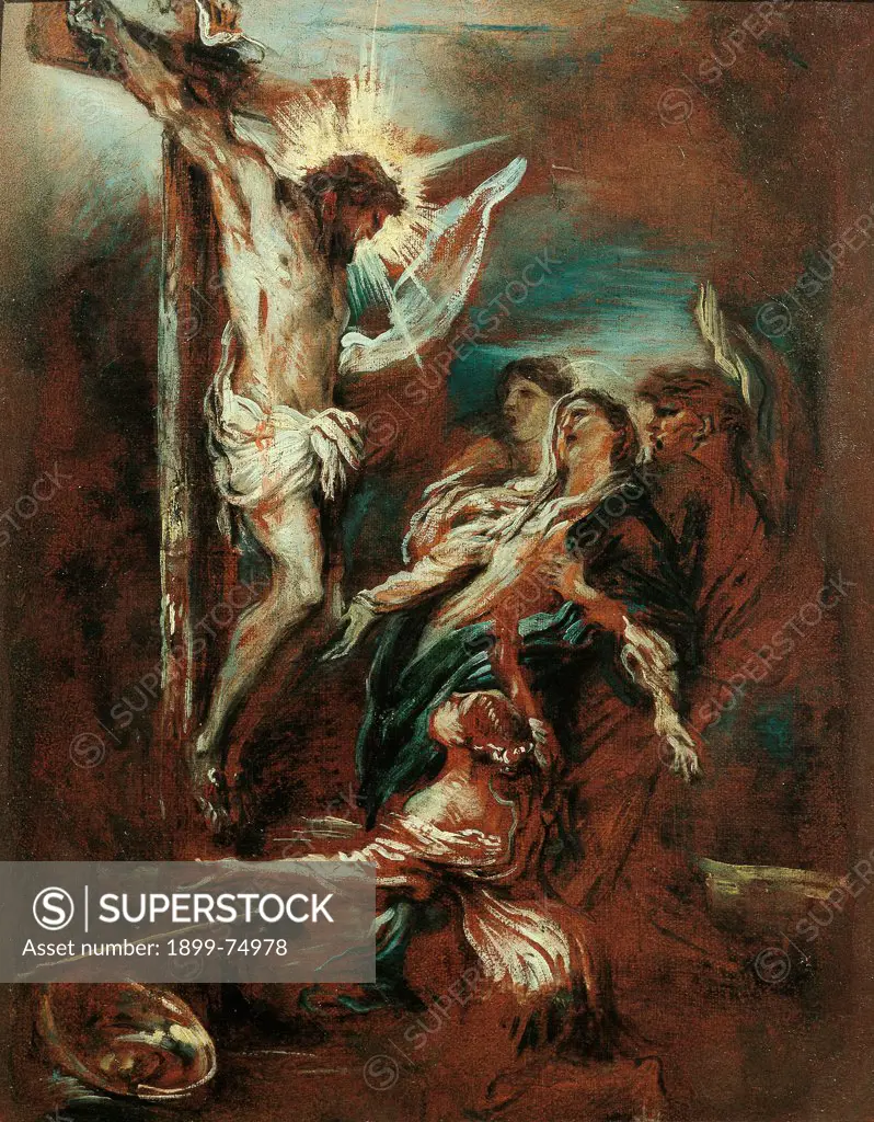 The Crucifixion, by Castiglione Giovanni Benedetto known as il Grechetto, 17th Century, 1660, oil on canvas, cm 60 x 45
