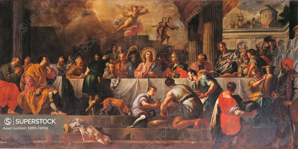 Last Supper, by Solimena Francesco known as l'Abate Ciccio, 18th Century, 1717, oil on canvas,
