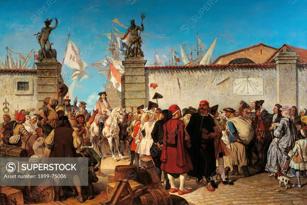 The Proclamation of the Free Port of Trieste, by Dell'Acqua Cesare, 19th Century, 1855, oil on canvas,