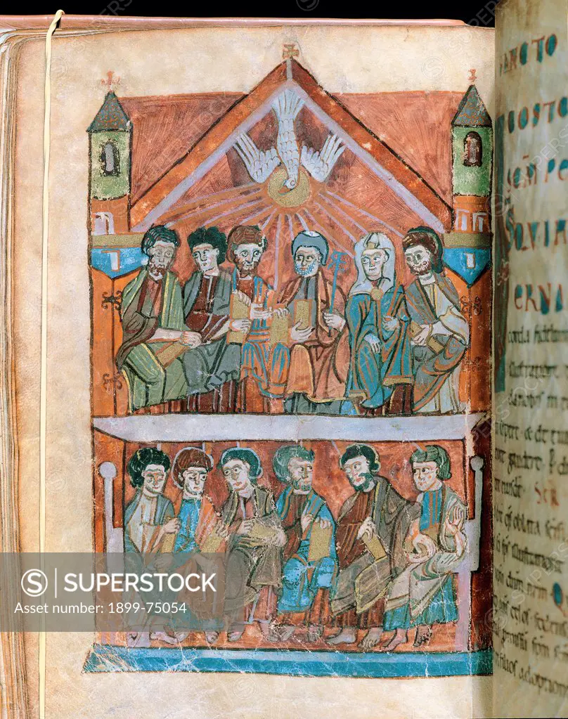 Miniature from Uldaric's Sacramentary, 11th Century, 1042-1045, illumination,
