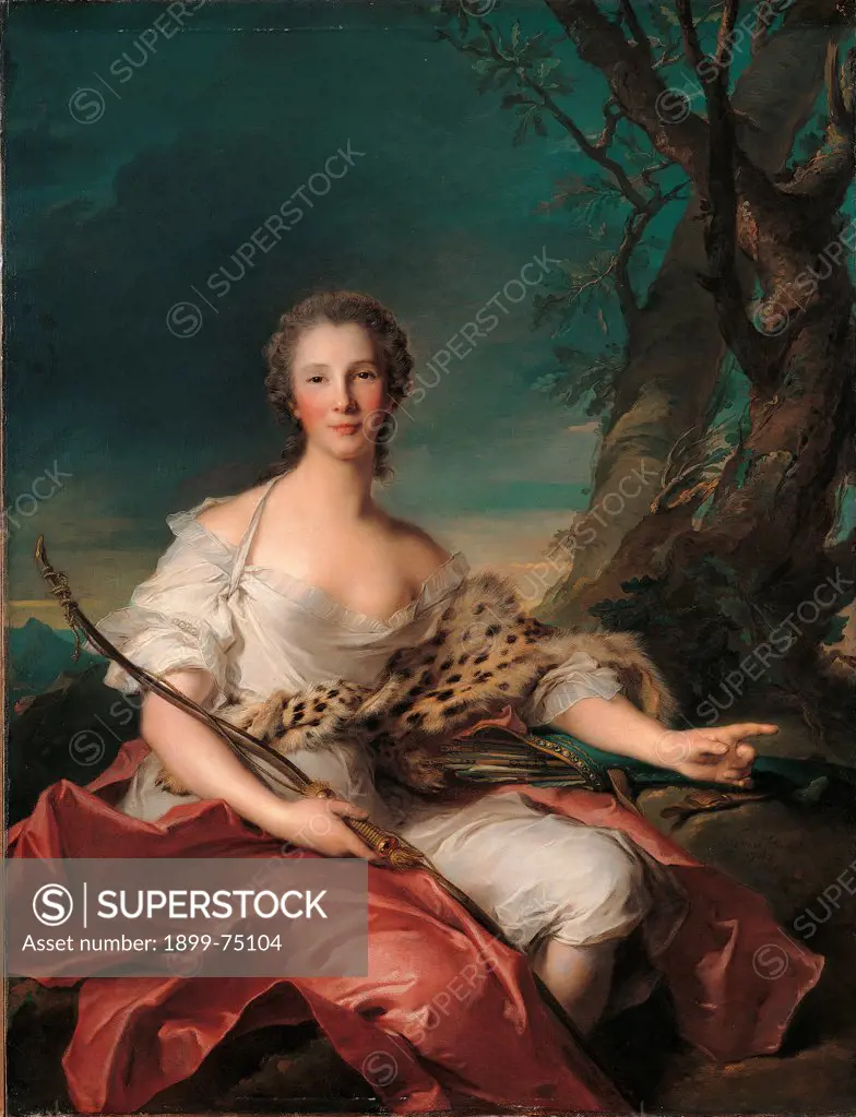Madame Bouret in the guise of Diana, by Nattier Jean-Marc, 18th Century, 1745, oil on canvas,