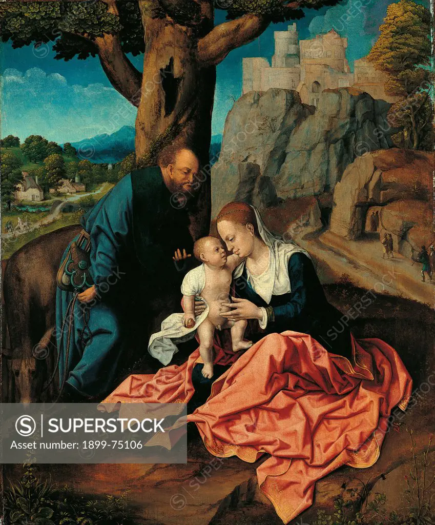 Resting during the Flight into Egypt, by Orley Barent (Bernart) van, 16th Century, 1515, oil on board,