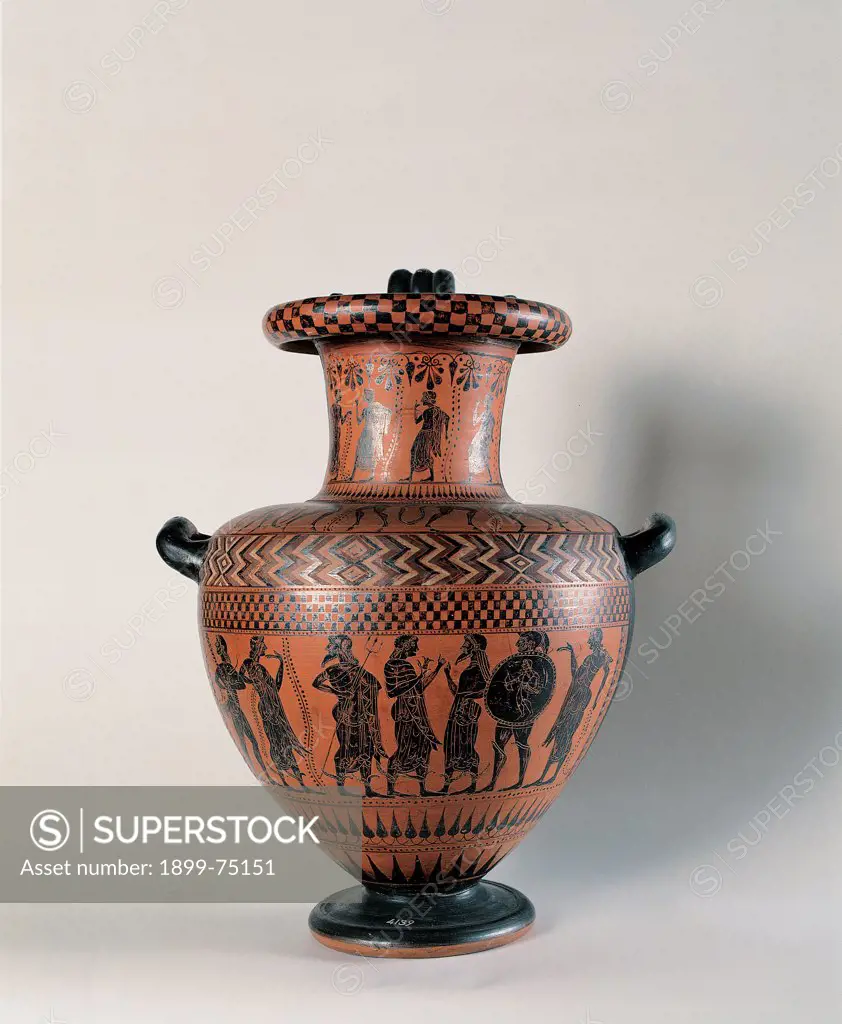 Terracotta black-figured hydria from Cerveteri, 6th Century, ceramic,