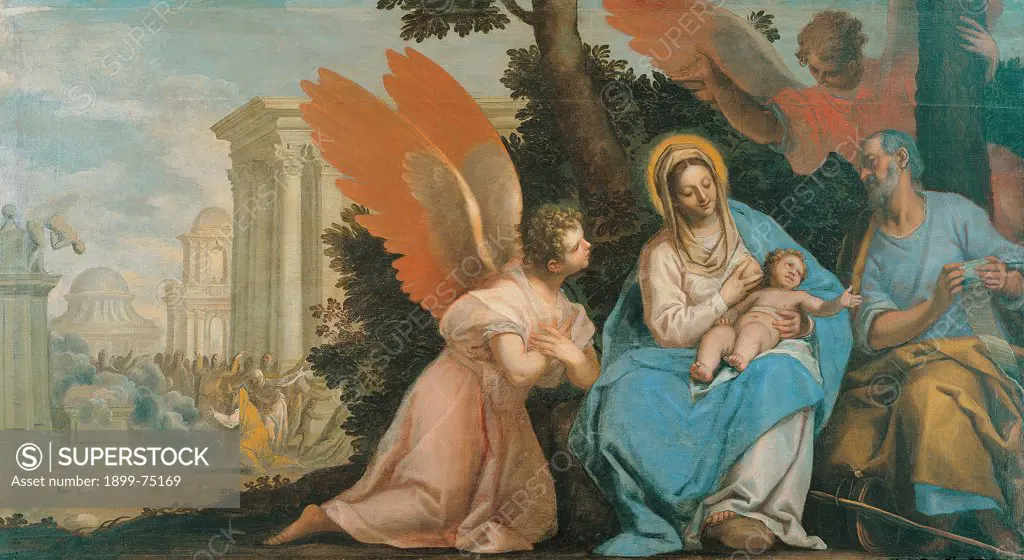 Rest on the Flight into Egypt, by Ingoli Matteo, 17th Century, 1627-1630, canvas,