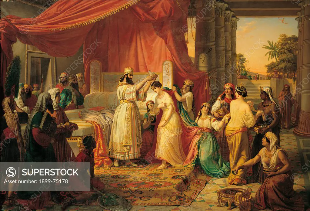 Crowning of Esther, by Morani Vincenzo, 19th Century, 1840, canvas,