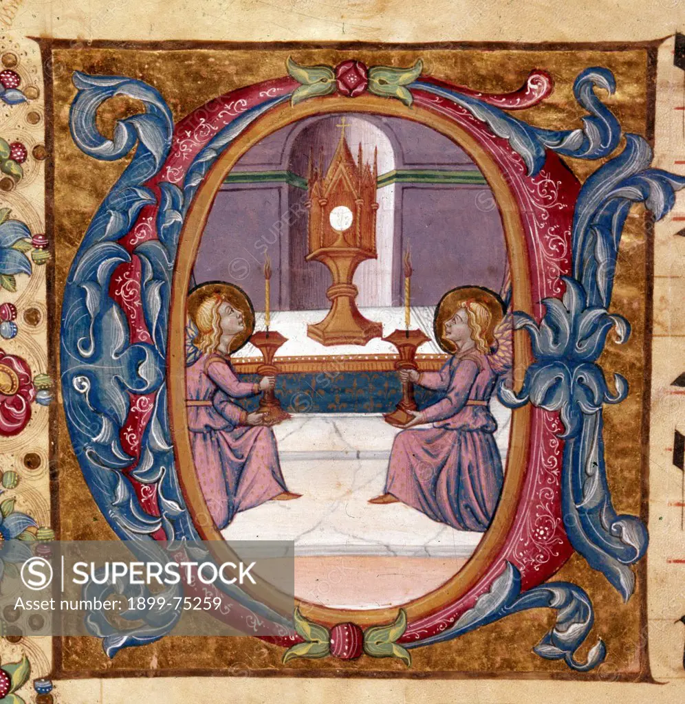 Adoration of the Blessed, by Pellegrino di Mariano, 15th Century, illumination on vellum paper,