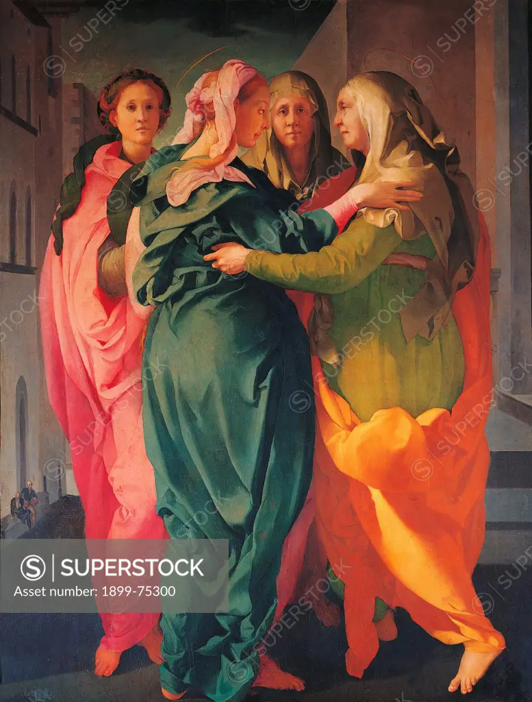 Visitation, by Carrucci Jacopo known as il Pontormo, 16th Century, 1528-1529, oil on board, cm 202 x 156