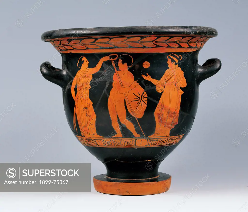 Lucanian red-figured bell-shaped krater, by Amykos Painter, 410-V Century, cm 31 diamentro orlo 32 cm, piede 14.6 cm