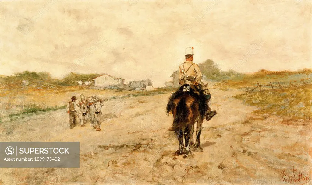 The Trooper (Cavalleggero), by Giovanni Fattori, 1890, 19th Century, oil on canvas, 43 x 67 cm