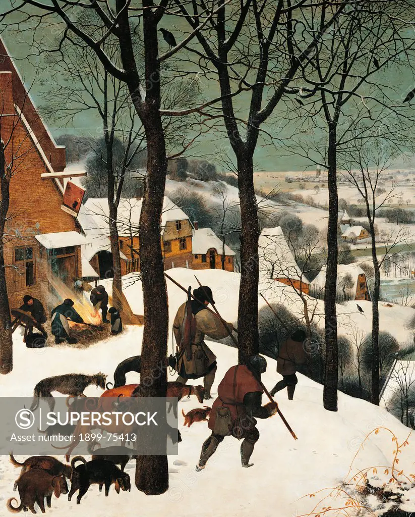 The Hunters in the Snow, by Pieter Bruegel the Elder, 1565, 16th Century, oil on wood, 117 x 162 cm