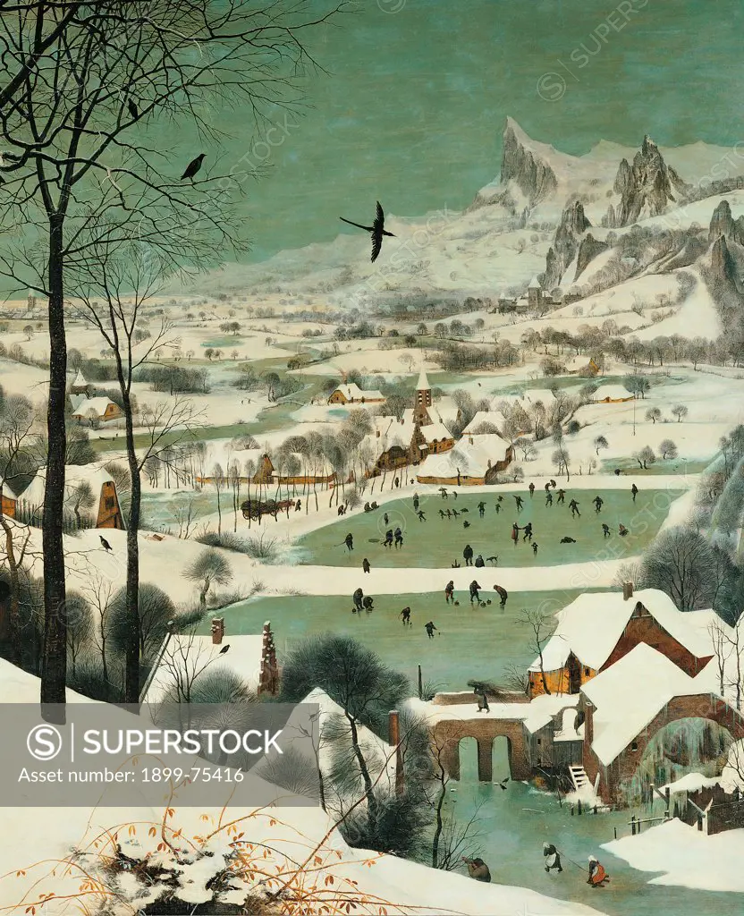 The Hunters in the Snow, by Pieter Bruegel the Elder, 1565, 16th Century, oil on wood, 117 x 162 cm