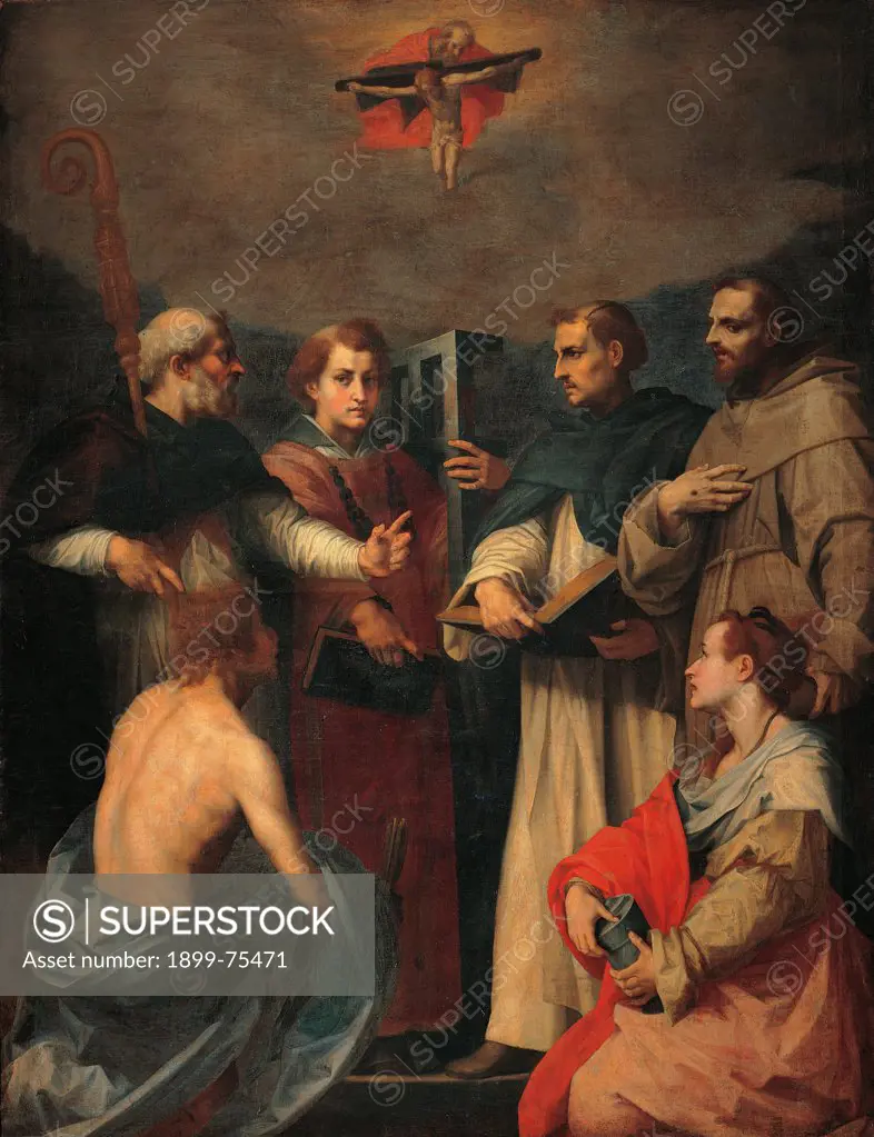 Debate over the Holy Trinity (Disputa sulla Santissima Trinitö), by copy from Andrea d'Agnolo known as Andrea del Sarto, 16th Century, oil on panel, 228 x 176 cm