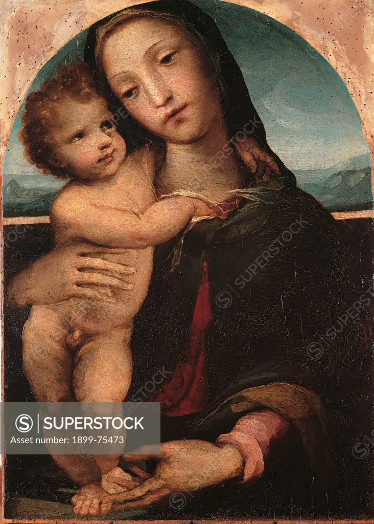 Madonna with the Child (Madonna col Bambino), by Domenico di Giacomo di Pace known as Domenico Beccafumi , 1538, 16th Century, oil on panel, 75 x 40 cm