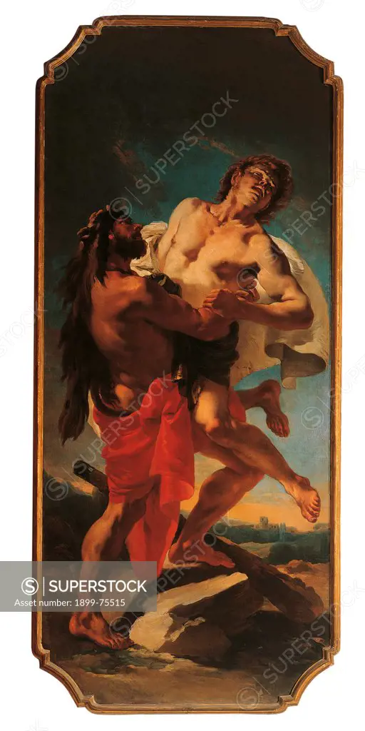 Heracles Suffocating Antaeus (Ercole soffoca Anteo), by Giambattista Tiepolo, oil on canvas, 250 x 111 cm