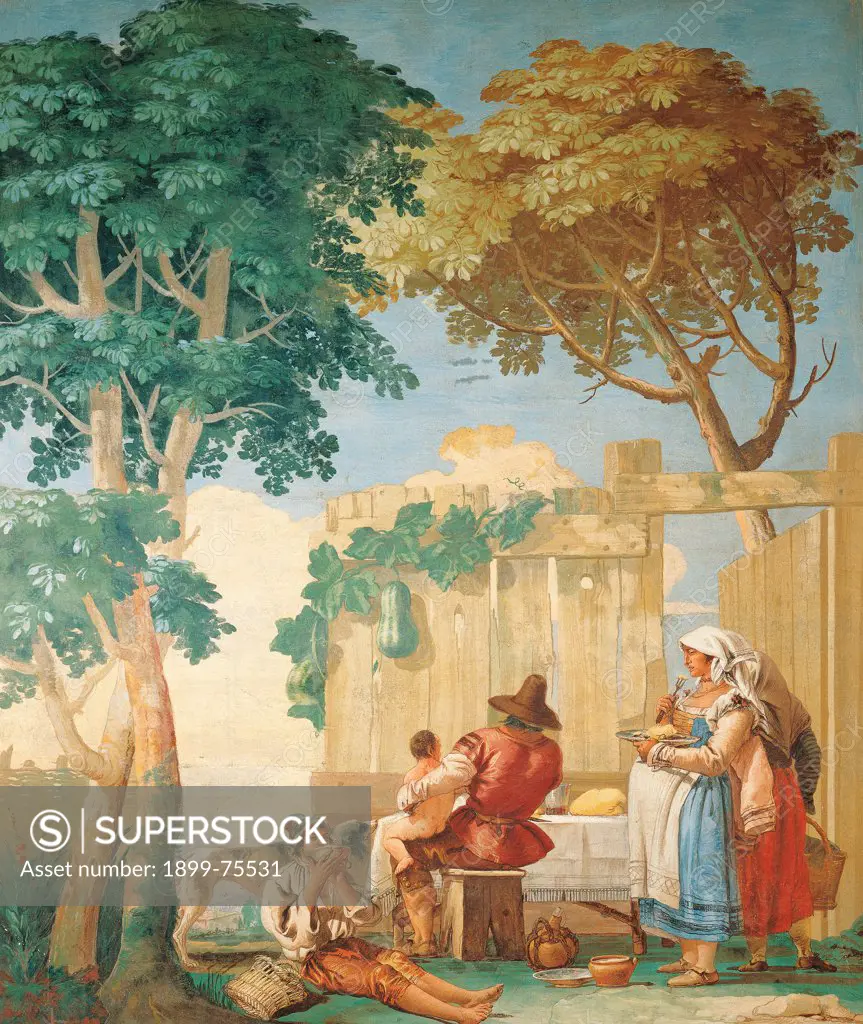 Peasant Family at Table (La famiglia dei contadini a mensa), by Giandomenico Tiepolo, fresco