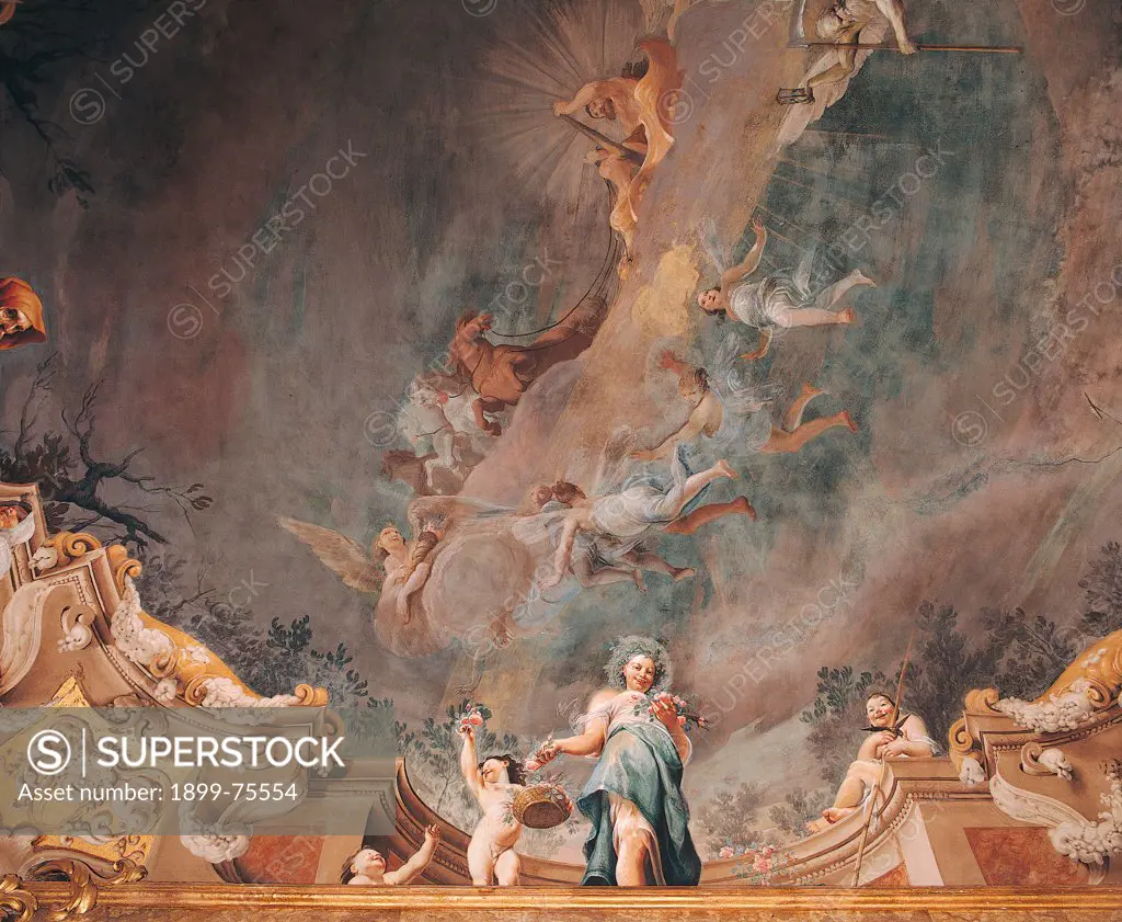 Triumph of Hercules and the Four Seasons (Trionfo di Ercole e le Quattro Stagioni), by Giuseppe Maria Crespi known as lo Spagnuolo (or Spagnolo), 1691, 17th Century, fresco