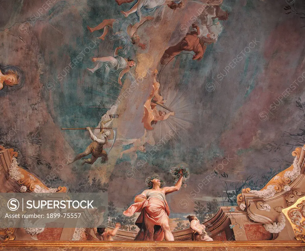 Triumph of Hercules and the Four Seasons (Trionfo di Ercole e le Quattro Stagioni), by Giuseppe Maria Crespi known as lo Spagnuolo (or Spagnolo), 1691, 17th Century, fresco