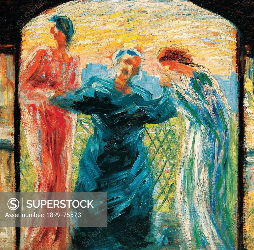 Triptyc: We venerate the mother (Trittico: Veneriamo la madre), by Boccioni Umberto, 1907-1908, 20th Century, oil on board, 27 x 56 cm