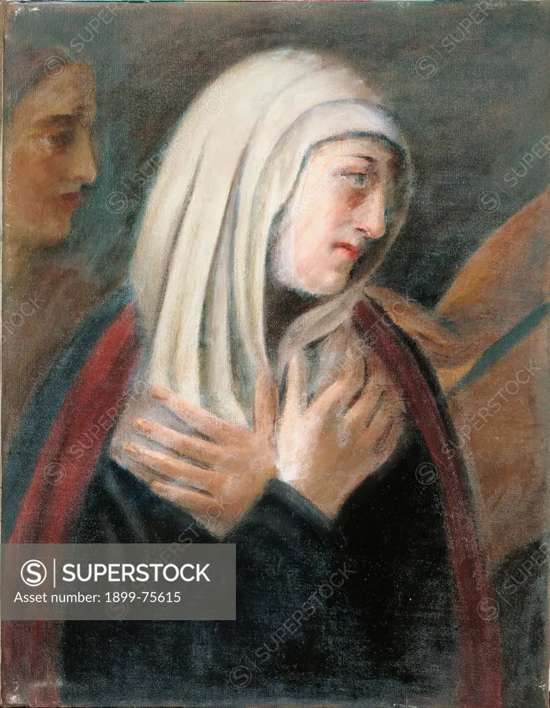 Suffering mother and Christ bearing the cross (Mater dolorosa e Cristo portacroce), 1900-1950, 20th Century, oil on canvas, 50 x 44 cm