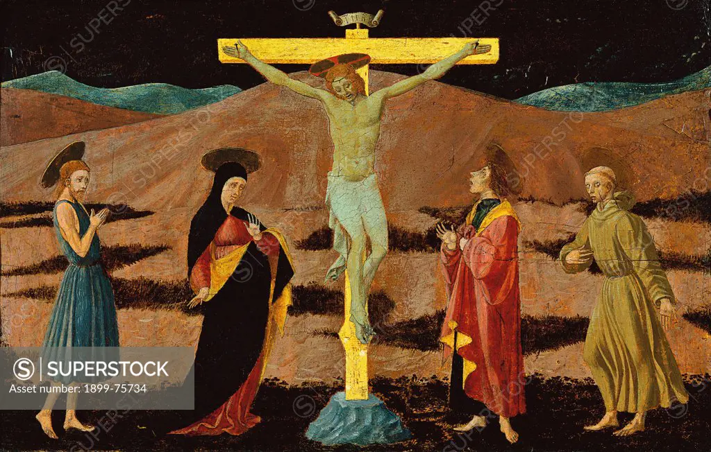 Crucifixion (Crocifissione), by Paolo di Dono known as Paolo Uccello, 1460, 15th Century, board, 46 x 67 cm