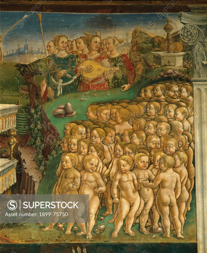 Allegory of May: Triumph of Apollo (Mese di Maggio: Trionfo di Apollo), by Francesco del Cossa, 1469-1470, 15th Century, fresco