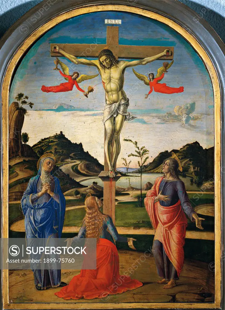 Crucifixion (Crocifissione), by Alvise Vivarini () and Giovanni Bellini (), 15th Century, board, 72 x 52 cm
