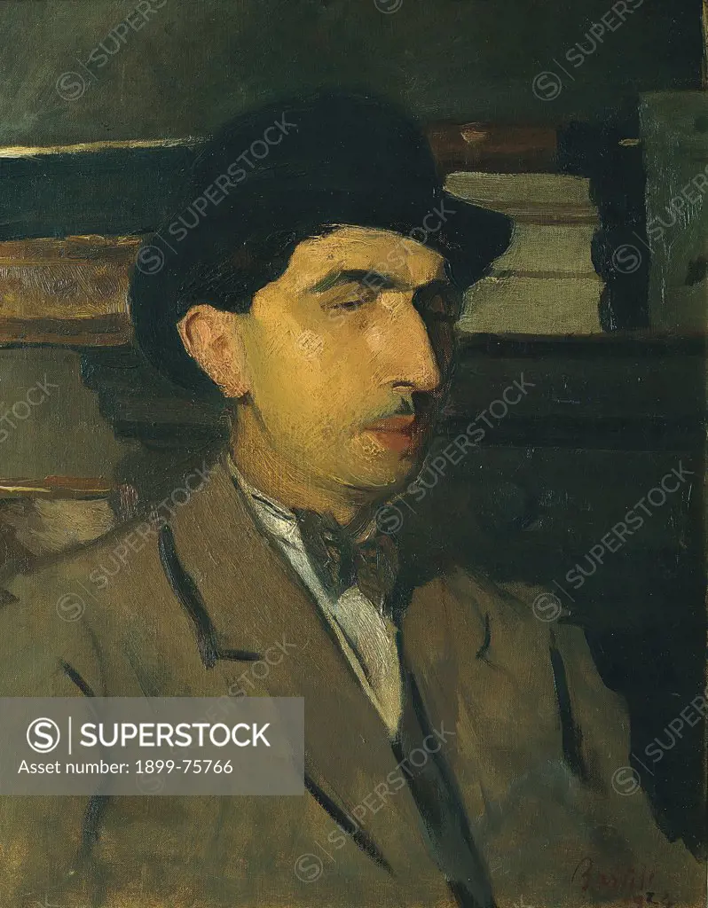 Portrait of Roberto Longhi (Ritratto di Roberto Longhi), by Amerigo Bartoli, 1925, 20th Century, oil on canvas, 62 x 50 cm