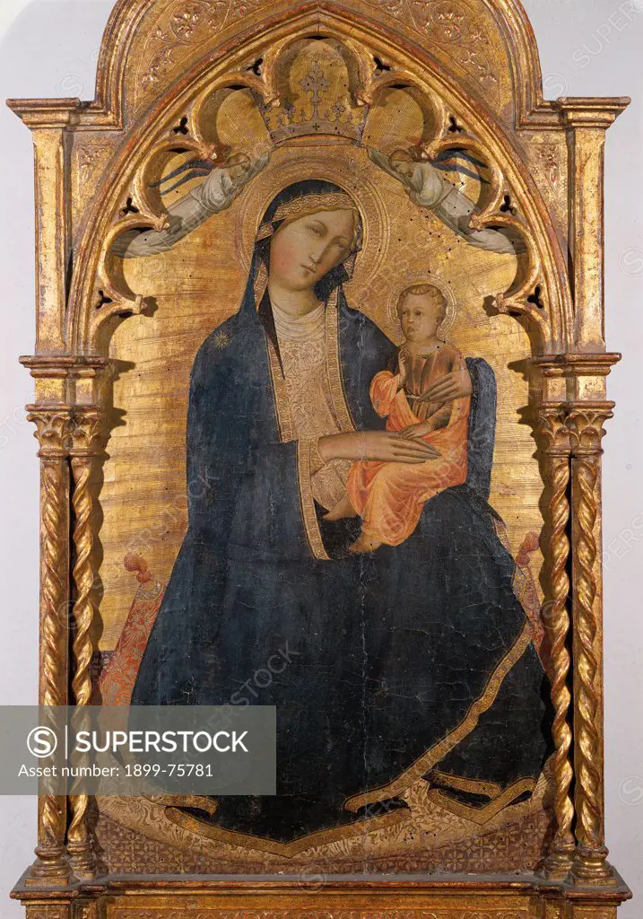 Madonna of Humility with Two Angels, by studio of Agnolo Gaddi, 14th Century, tempera on wood, 110 x 60 cm
