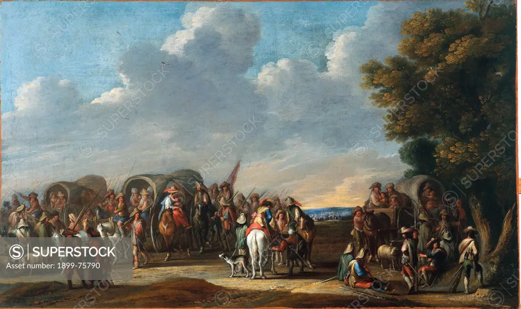 Battle (Battaglia), by Cornelis de Wael, 17th Century, oil on canvas