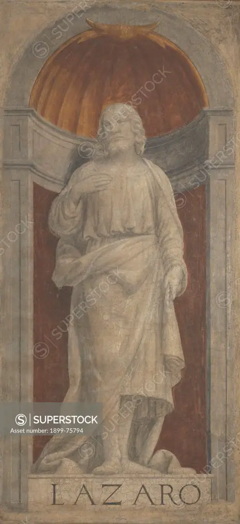 Saint Lazarus (San Lazzaro), by Bernardino Luini, 1515 - 1520, 16th Century, fresco monochrome