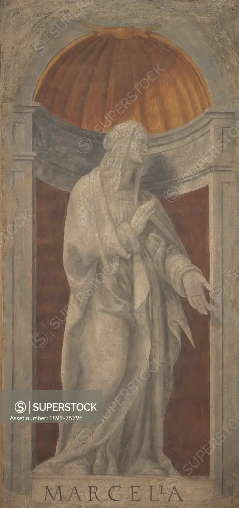 Saint Marcella (Santa Marcella), by Bernardino Luini, 1515 - 1520, 16th Century, fresco monochrome