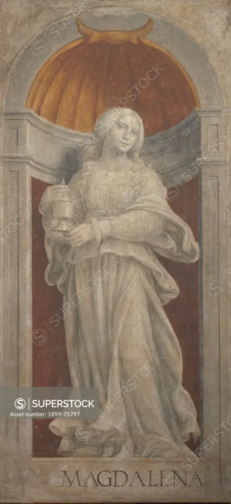 Saint Mary Magdalene (Santa Maria Maddalena), by Bernardino Luini, 1515 - 1520, 16th Century, fresco monochrome