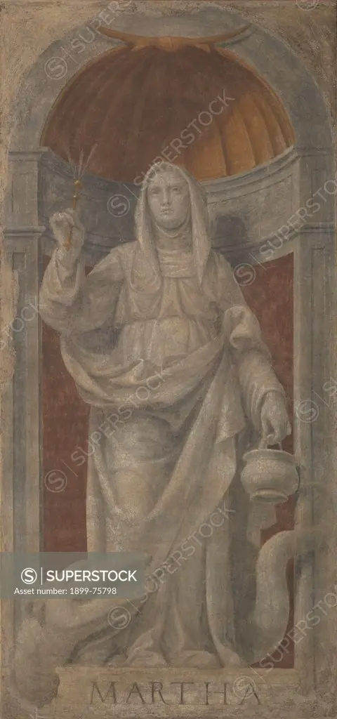 Saint Martha (Santa Marta), by Bernardino Luini, 1515 - 1520, 16th Century, fresco monochrome